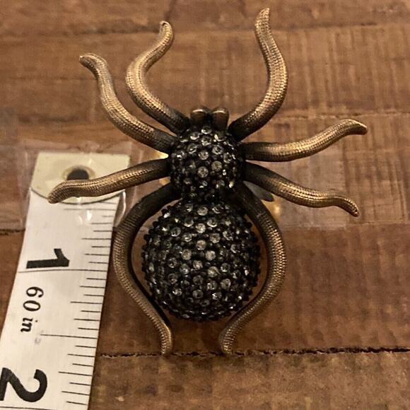 RARE 90s Linda Levinson Matte Gold, Crystal & GARNET Ring, Fall Jewelry, Vintage - Picture 5 of 12